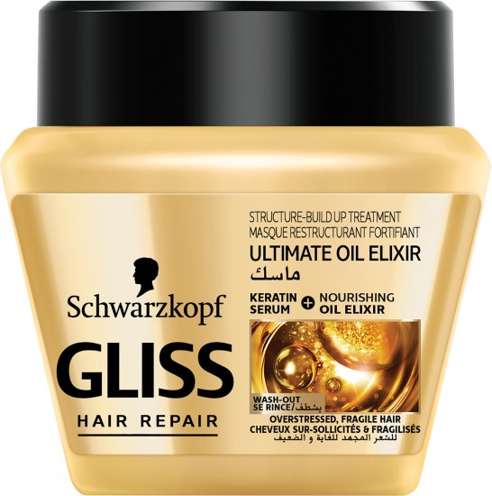 מסכת שיער לשיקום עם קומפלקס קרטין ושמן אלקסיר גליס - נפח 300 מ''ל