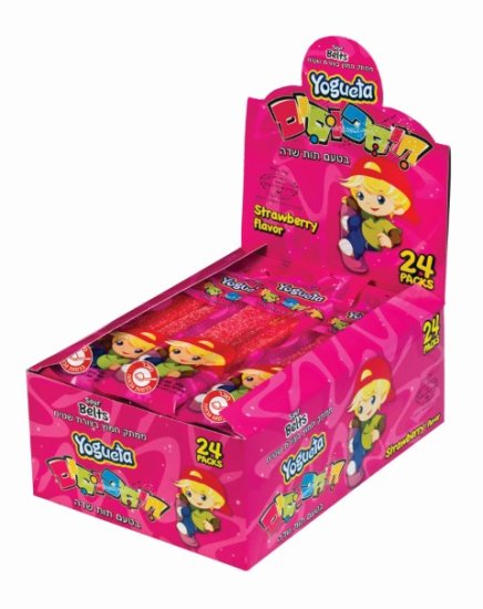 חיספוסים - ממתק חמוץ בצורת שטיח Yogueta - טעם תות שדה 24 חבילות של 50 גרם