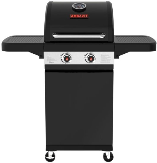 גריל גז 2 מבערים כולל שני מדפי צד מתקפלים Amgazit Red heat 20,000BTU
