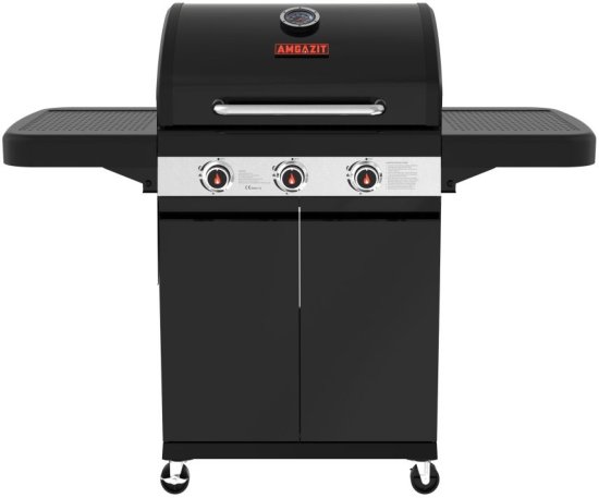 גריל גז 3 מבערים כולל שני מדפי צד מתקפלים Amgazit Red heat 30,000BTU