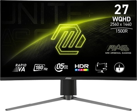 מסך מחשב גיימינג קעור ''MSI MAG 27CQ6PF Curved WQHD 180Hz 27