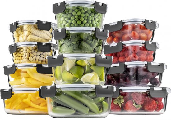 סט 12 קופסאות אחסון מזכוכית Darna - סך הכל 24 חלקים