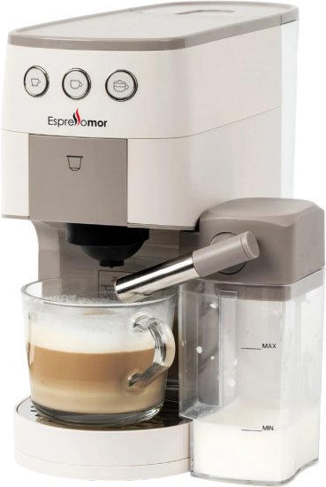 מכונת אספרסו תואמת קפסולות Dolce Gusto / קפסולות נספרסו Original וקפה טחון דגם universal מבית Espresso Mor - צבע לבן