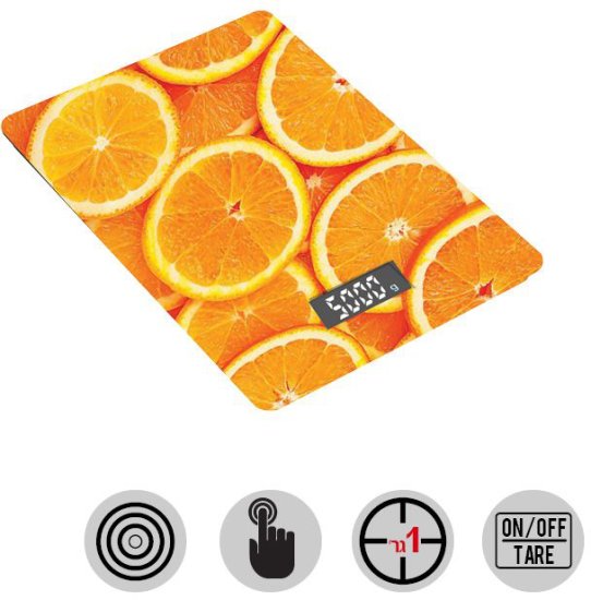 משקל מטבח זכוכית דיגיטלי מעוצב Omega - תפוז
