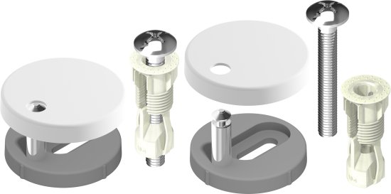 סט ברגים מנירוסטה + רוזטות למושב אסלה Aquila