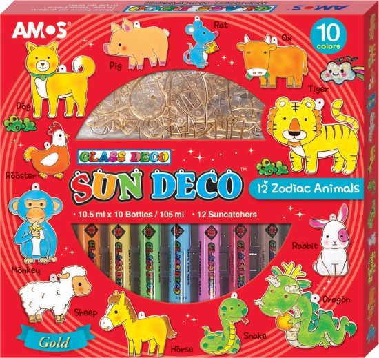 ערכת יצירה צבעי חלון ולוכדי שמש מבית AMOS - חיות גלגל המזלות הסיני