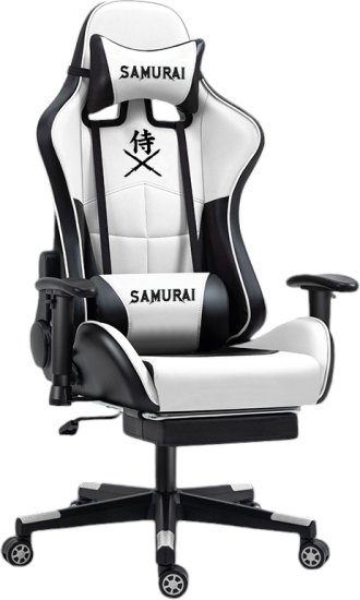 כיסא גיימינג דגם סמוראי כולל הדום רגליים מבית Multi Garden - צבע לבן
