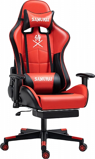 כיסא גיימינג דגם סמוראי כולל הדום רגליים מבית Multi Garden - צבע צהוב