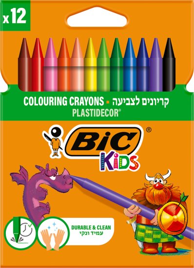חבילת 12 קריונים לצביעה BIC Kids Plastidecor