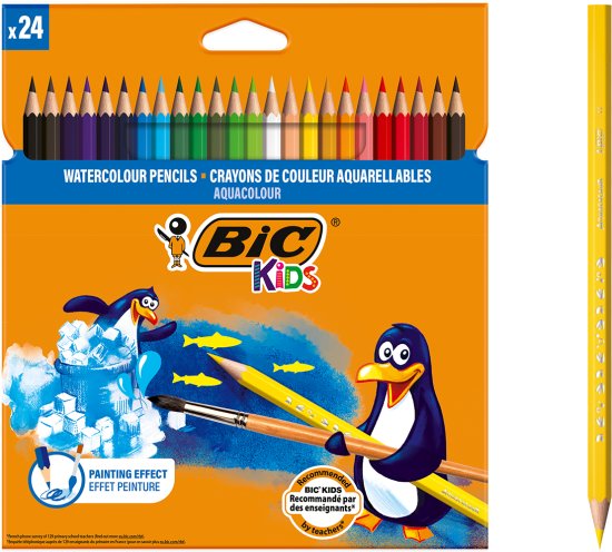חבילת 24 עפרונות אקוורל צבעוניים BIC Kids Aquacolor