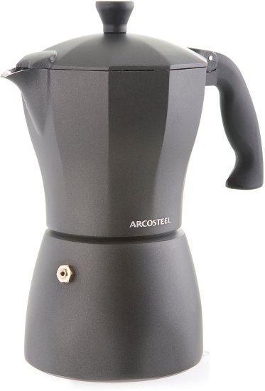 מקינטה 9 כוסות מאלומיניום תואמת אינדוקציה מבית Arcosteel - צבע שחור