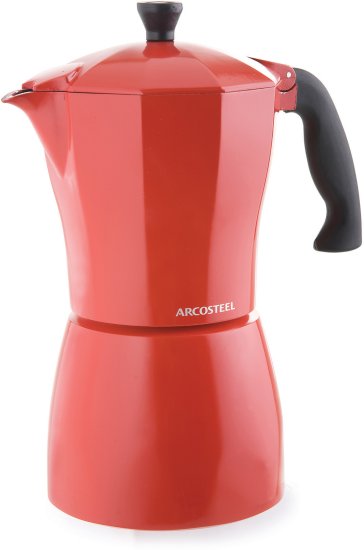 מקינטה 9 כוסות מאלומיניום תואמת אינדוקציה מבית Arcosteel - צבע אדום