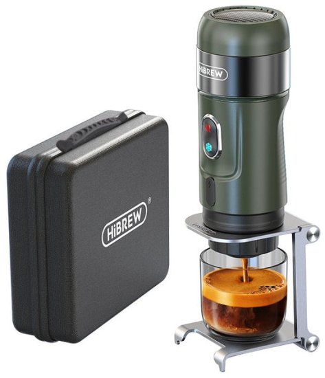 מכונת אספרסו ניידת נטענת ומחממת עצמאית 3 ב-1 HiBREW H4B Premium - צבע ירוק