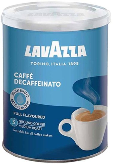 קפה טחון 250 גרם באריזת פחית Lavazza Caffe Decaffeinato