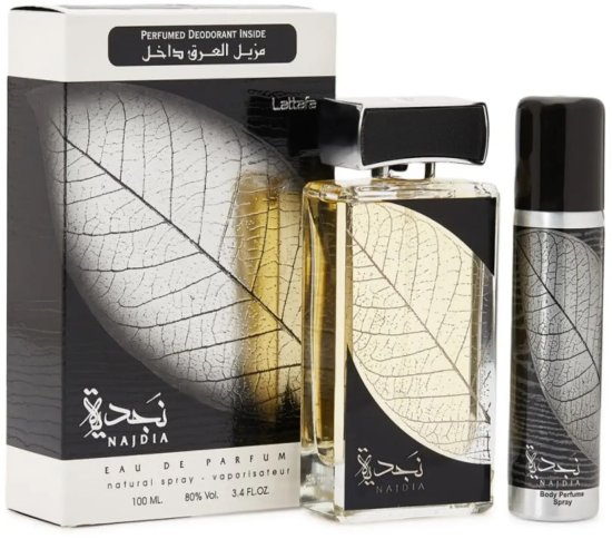 מארז בושם לגבר 100 מ''ל Lattafa Najdia או דה פרפיום E.D.P + דאודורנט ספריי 50 מ''ל
