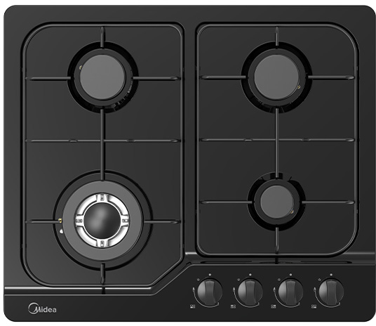 כיריים גז 4 להבות 60 ס''מ Midea MG60EJ401MT2B-IR - גימור אמאייל שחור