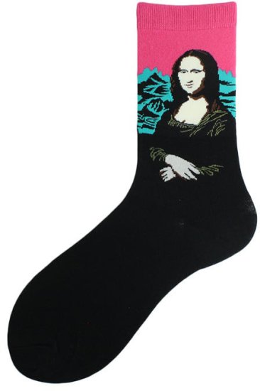 זוג גרביים מעוצבים Noxxiez דגם מונה ליזה - מידת One Size שמתאימה למידות 38-45