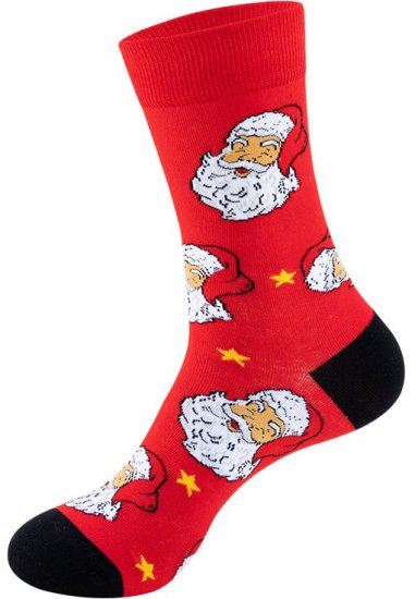 זוג גרביים מעוצבים Noxxiez דגם סנטה קלאוס אדום - מידת One Size שמתאימה למידות 38-45