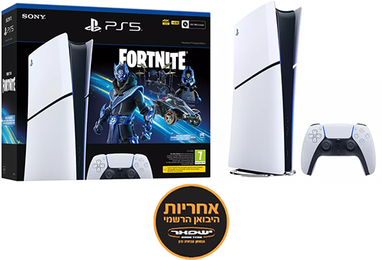 קונסולת Sony PlayStation 5 Slim Digital + קוד שובר להורדת חבילת Fortnite Cobalt Star - אחריות יבואן רשמי ישפאר
