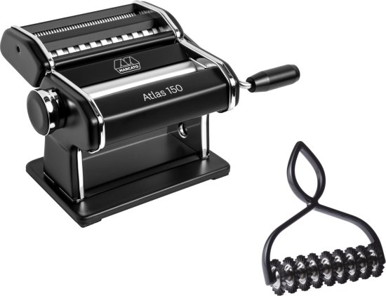 סט מכונת פסטה Marcato Atlas 150 + גלגלת לחיתוך פסטה Marcato Pastabike - צבע שחור