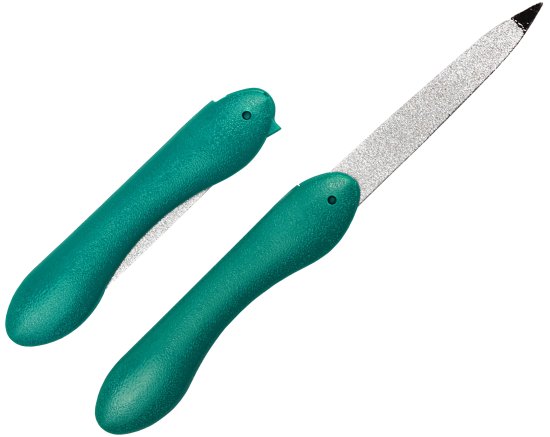 פצירת ציפורניים דו צדדית מתקפלת מאבן ספיר 8-13.5 ס''מ סדרת Nobel & Steel מבית HK - צבע ירוק