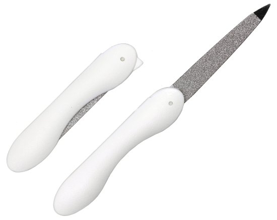 פצירת ציפורניים דו צדדית מתקפלת מאבן ספיר 8-13.5 ס''מ סדרת Nobel & Steel מבית HK - צבע לבן