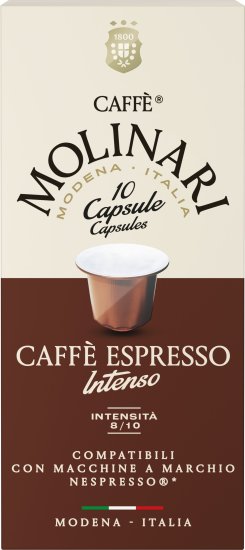 10 קפסולות Caffe Molinari Caffe Espresso Intenso - תואמות למכונות קפה Nespresso