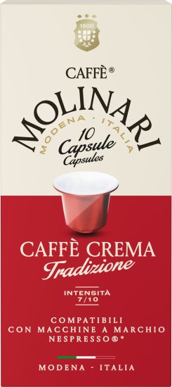 10 קפסולות Caffe Molinari Caffe Crema Tradizione - תואמות למכונות קפה Nespresso