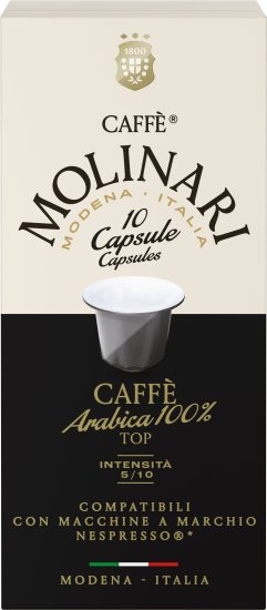 10 קפסולות Caffe Molinari Caffe Arabica 100% - תואמות למכונות קפה Nespresso