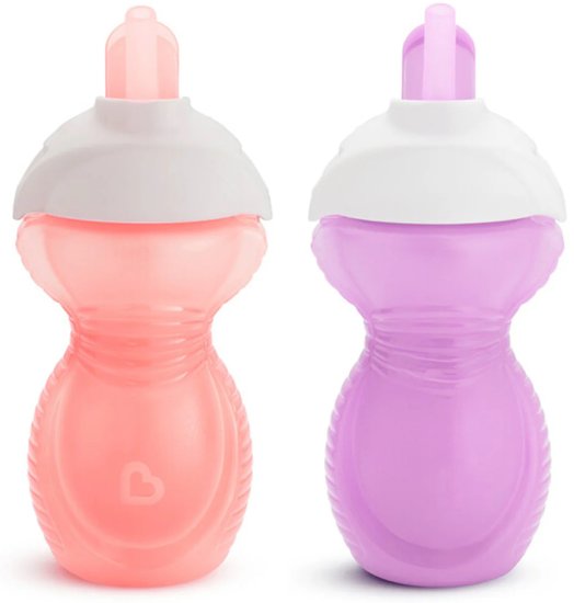 זוג כוסות שתייה קליק קלאק עם קשית 266 מ''ל Munchkin - ורוד וסגול