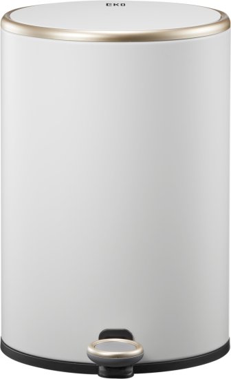 פח אשפה דוושה עגול 6 ליטר Eko Cosmo - צבע לבן מט עם מסגרת מוזהבת