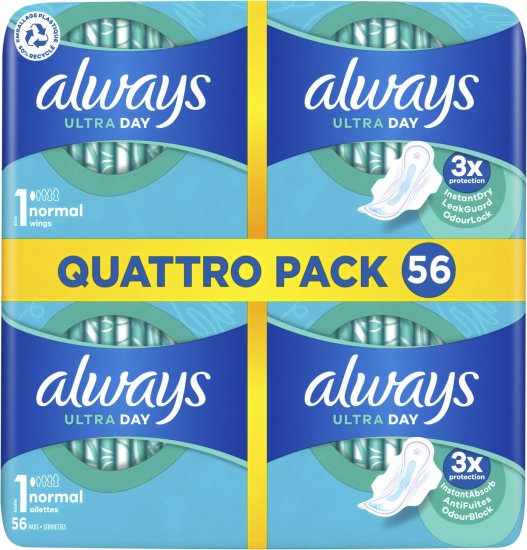 Always - תחבושות עם כנפיים Ultra Day - בסך הכל 56 תחבושות