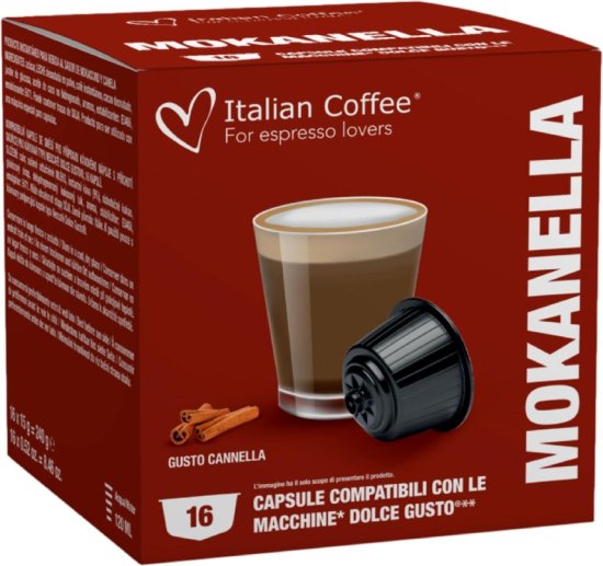 16 קפסולות Italian Coffee Mokanella - תואמות למכונות קפה Dolce Gusto