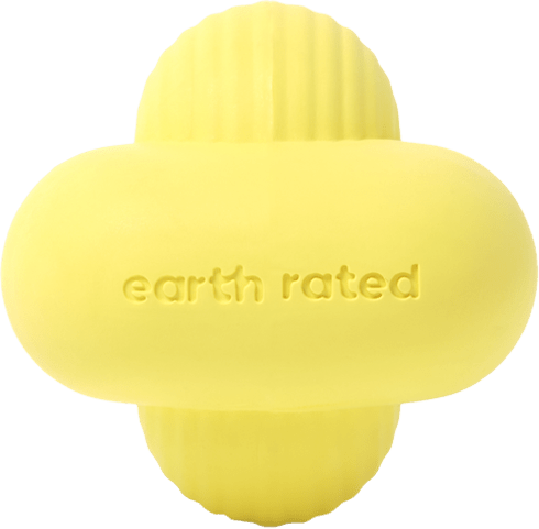 כדור קופץ צהוב מגומי טבעי לכלבים מבית Earth Rated - גודל L