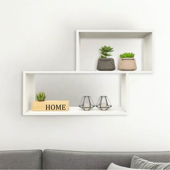 מדף מעוצב 2 מלבנים דגם Sheleg מבית Tudo Design - צבע לבן