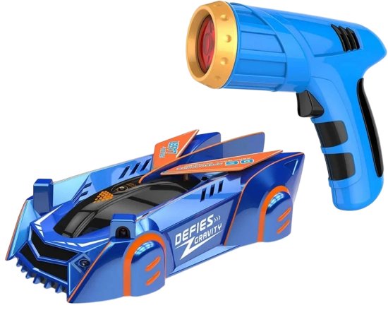 מכונית מרוץ מטפסת על קירות עם שלט מבית Clip Toys - צבע כחול