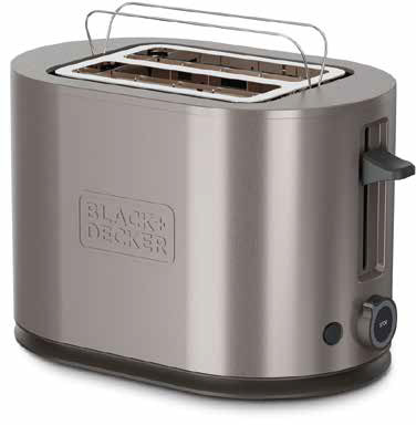 מצנם חשמלי יוקרתי 2 פרוסות Black+Decker BXTO901E 900W - גימור נירוסטה - שנתיים אחריות יבואן רשמי