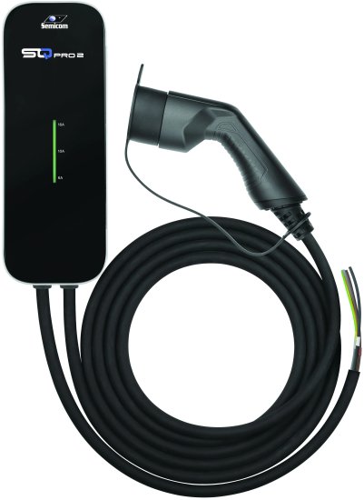 עמדת טעינה חד פאזי / תלת פאזי לרכב חשמלי 5 מטר כבל Semicom SQ PRO2 22KW 16A SE-EV-22KW - צבע שחור