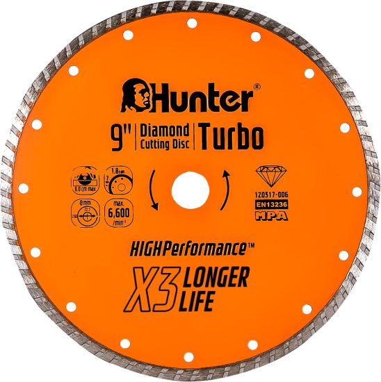דיסק יהלום טורבו 230 מ''מ / 9 אינץ' Hunter 120317-006