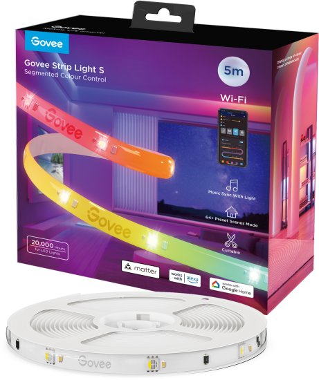 רצועת תאורת LED חכמה לתקרה דגם Govee Strip Light S - אורך 5 מטר