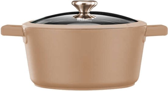 סיר יציקת אלומיניום 32 ס''מ 10 ליטר סדרת Food Appeal Black berry - צבע קרם