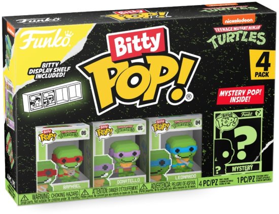ערכת 4 בובות Funko Bitty POP עם דמות מסתורית - צבי הנינג'ה