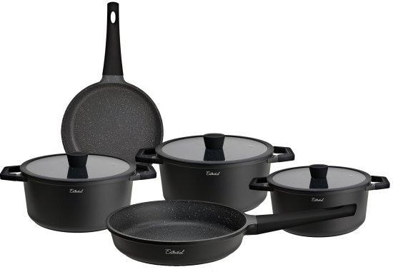 סט כלי בישול 8 חלקים סדרת Luxembourg מבית Buona Casa - צבע שחור