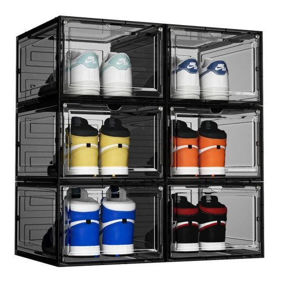 קופסה לאחסון נעליים קשיחה דגם Model מבית HomeSet - צבע שחור - יחידה אחת