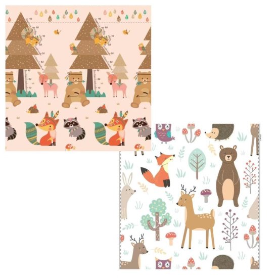 משטח פעילות מתקפל דו צדדי לתינוקות מבית Yamayo - איורי חיות בטבע