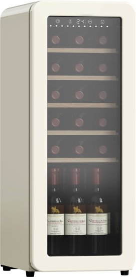 מקרר יין רטרו דיגיטלי 21 בקבוקים משולב מדפי עץ נשלפים Winekeeper Retro - צבע לבן