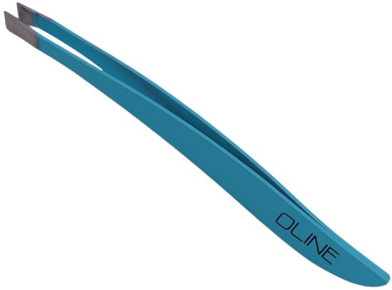 פינצטה ראש אלכסוני מעוגלת 9 ס''מ פלדת אל-חלד מבית Oline Solingen - צבע כחול