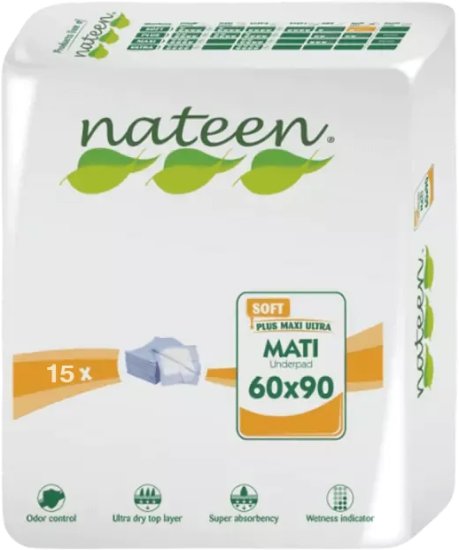Nateen - מארז סדיניות חד פעמיות להגנה מפני דליפות 60x90 ס''מ - סך הכל 15 יחידות