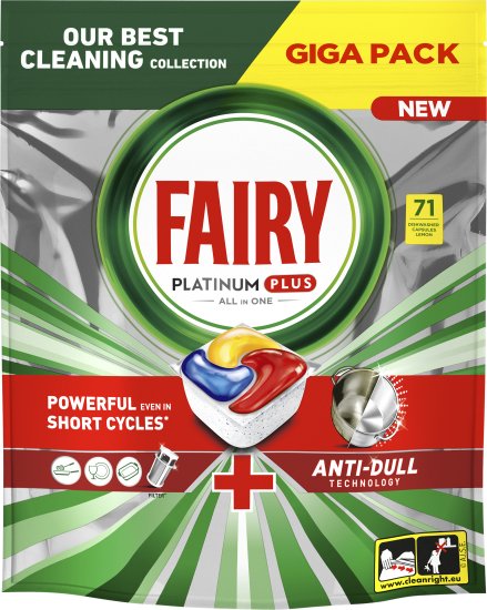 Fairy - קפסולות למדיח Platinum Plus לניקוי עמוק - סך הכל 71 קפסולות