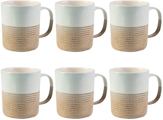 סט 6 כוסות מאג Stonware מבית Millennium - בנפח 480 מ''ל - צבע כחול / אדמה